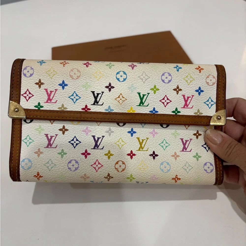 Louis Vuitton Murakami Multicolor White Sarah Wallet Takashi Murakami w/ Box - Picture 2 of 16